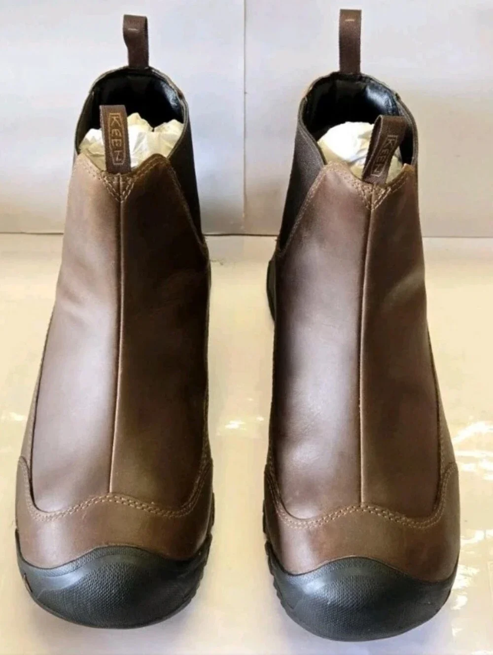 KEEN Men's 10.5 Wide Chelsea Waterproof Work Boots Brown Leather NEW